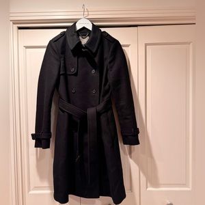 J.Crew Cashmere Trench Coat, Black, Size 8